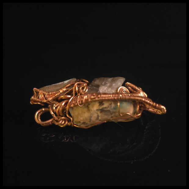 Amazonite Quartz Wire-Wrapped Pendant