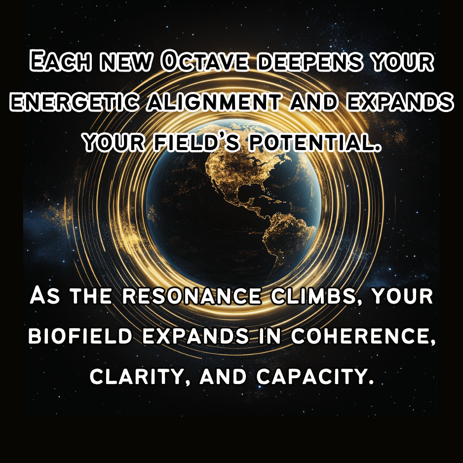 Earth with energy rings and motivational text on a black background symbolizing the Schumann Resonance