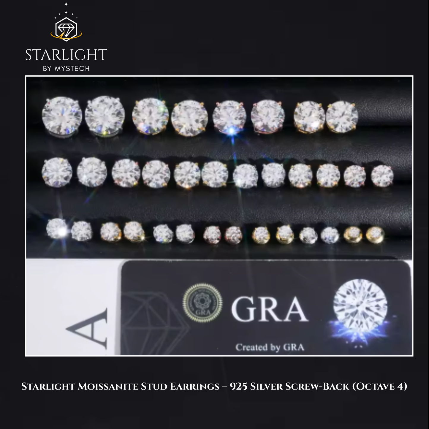 Starlight Stud Earrings – Moissanite Silver (Octave 4)