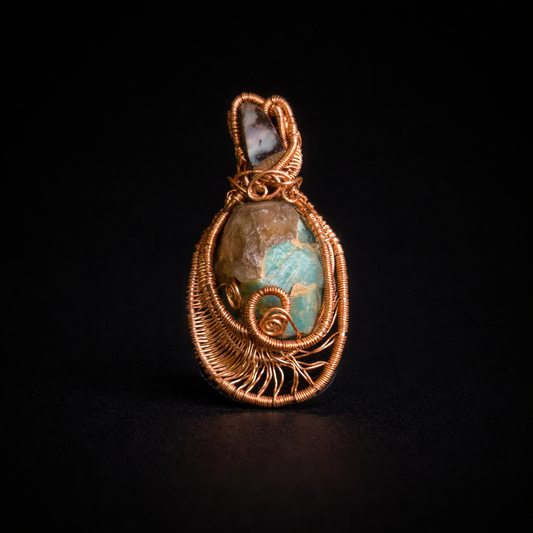 Amazonite Quartz Wire-Wrapped Pendant