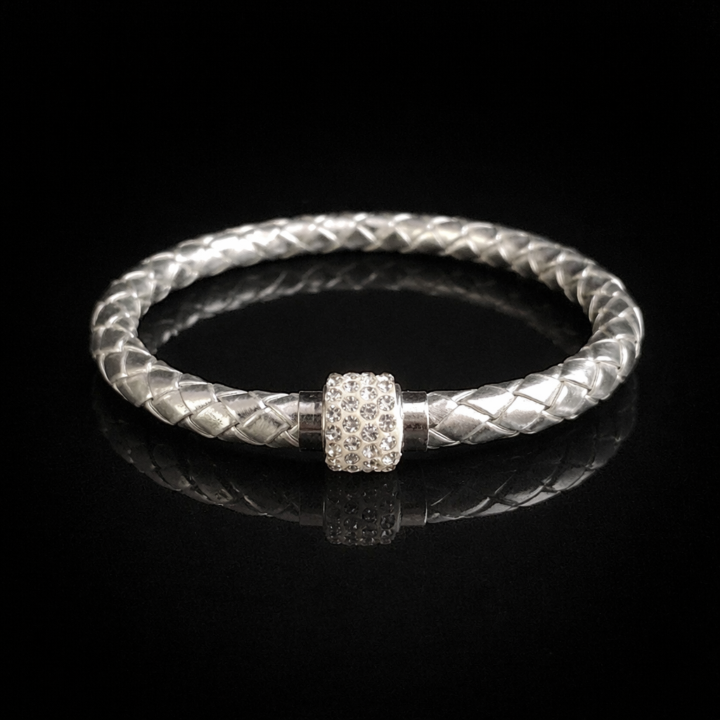 Braided Crystal Bracelet - Silver