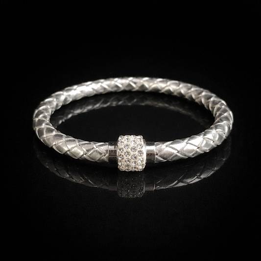 Braided Crystal Bracelet - Silver
