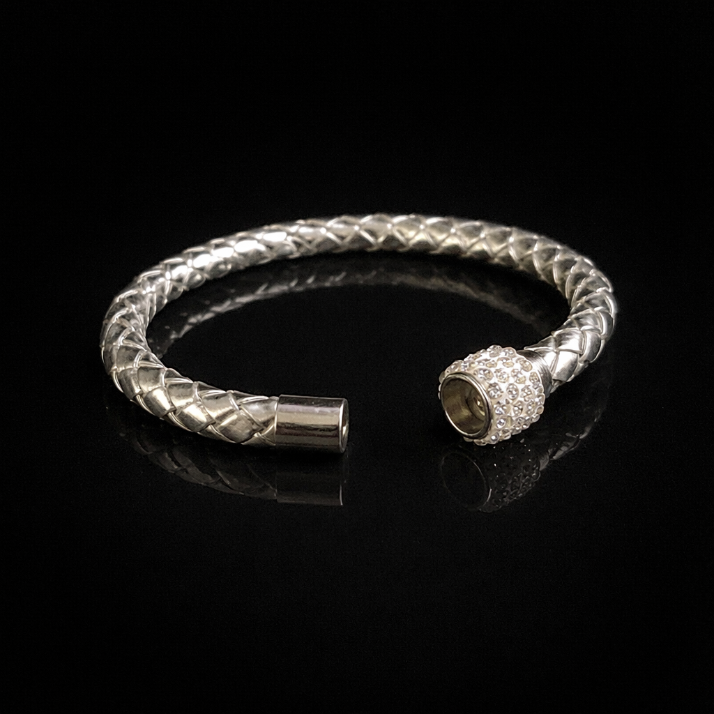 Braided Crystal Bracelet - Silver