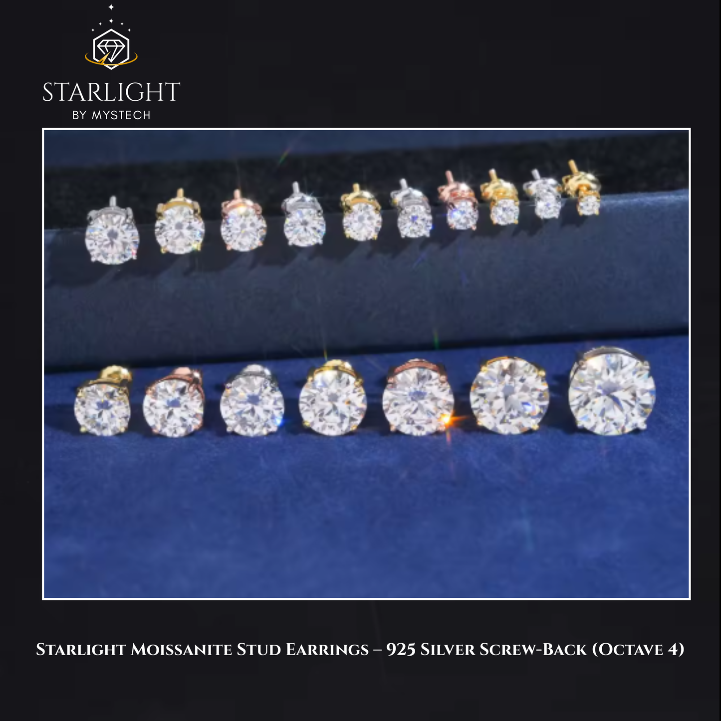 Starlight Stud Earrings – Moissanite Silver (Octave 4)