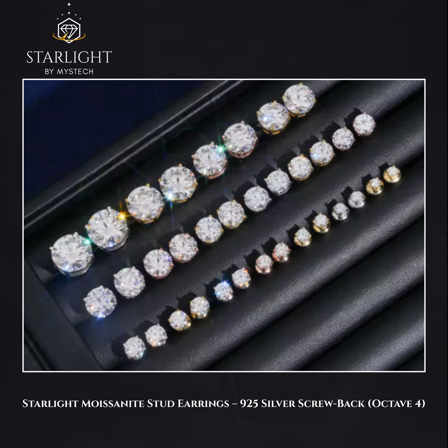 Starlight Stud Earrings – Moissanite Silver (Octave 4)