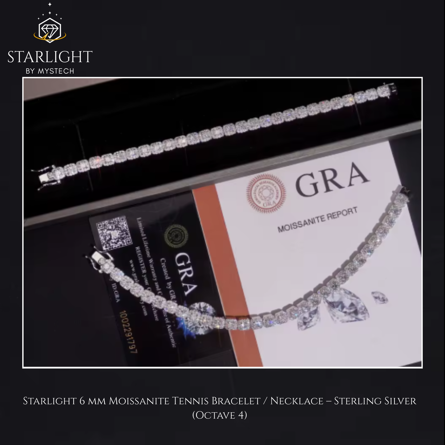 Starlight Tennis Chain – Moissanite Silver (Octave 4)