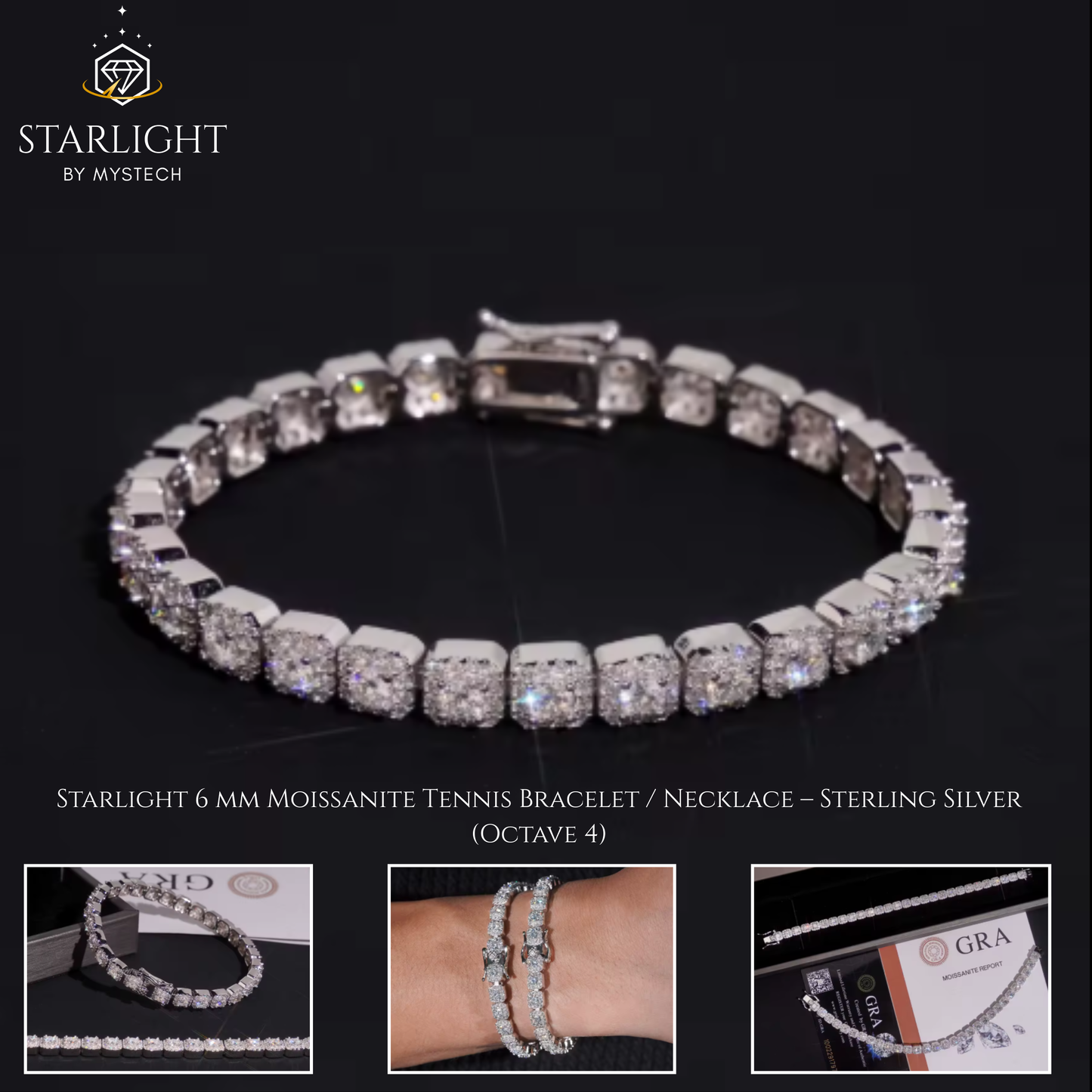 Starlight Tennis Chain – Moissanite Silver (Octave 4)