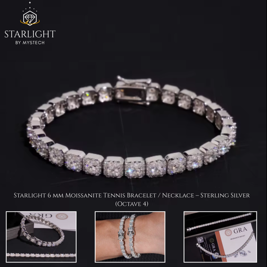 Starlight Tennis Chain – Moissanite Silver (Octave 4)