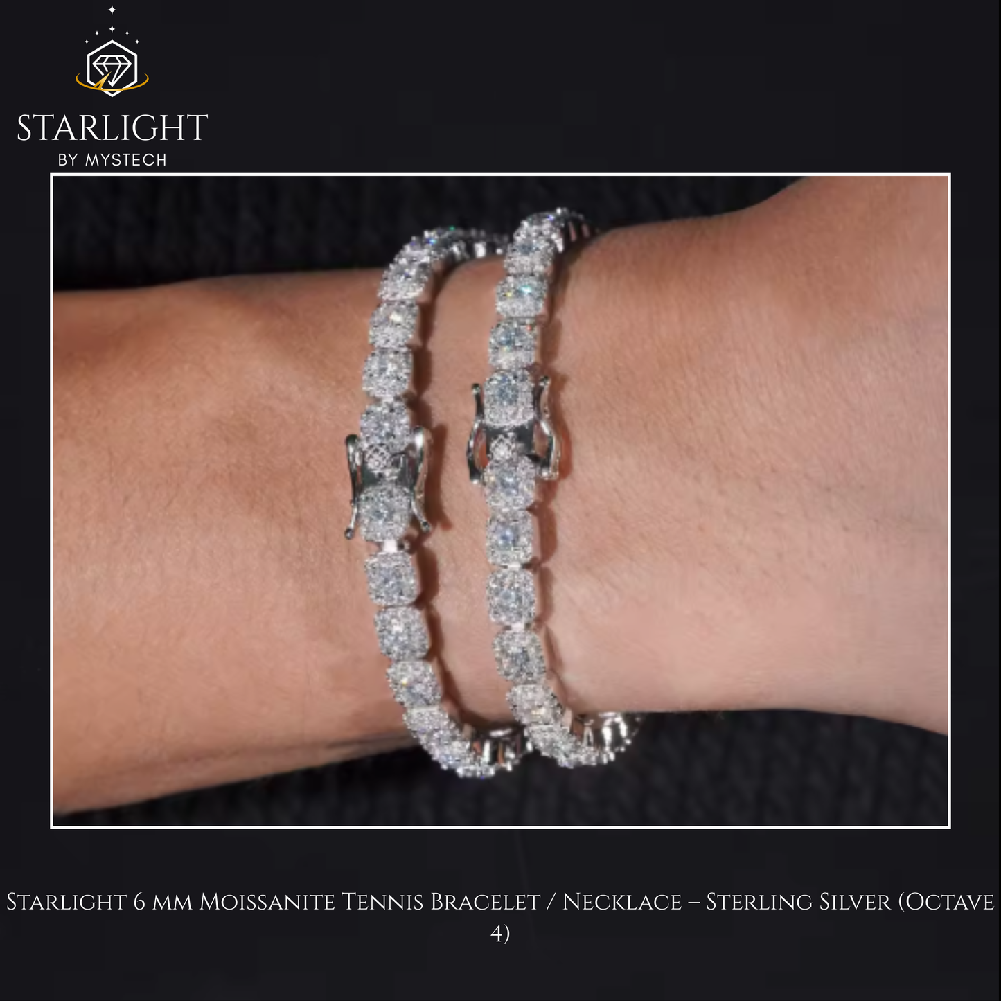 Starlight Tennis Chain – Moissanite Silver (Octave 4)