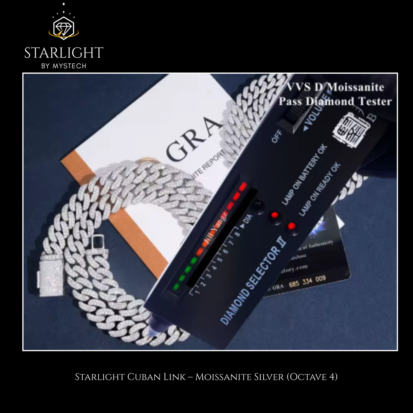 Starlight Cuban Link – Moissanite Silver (Octave 4)