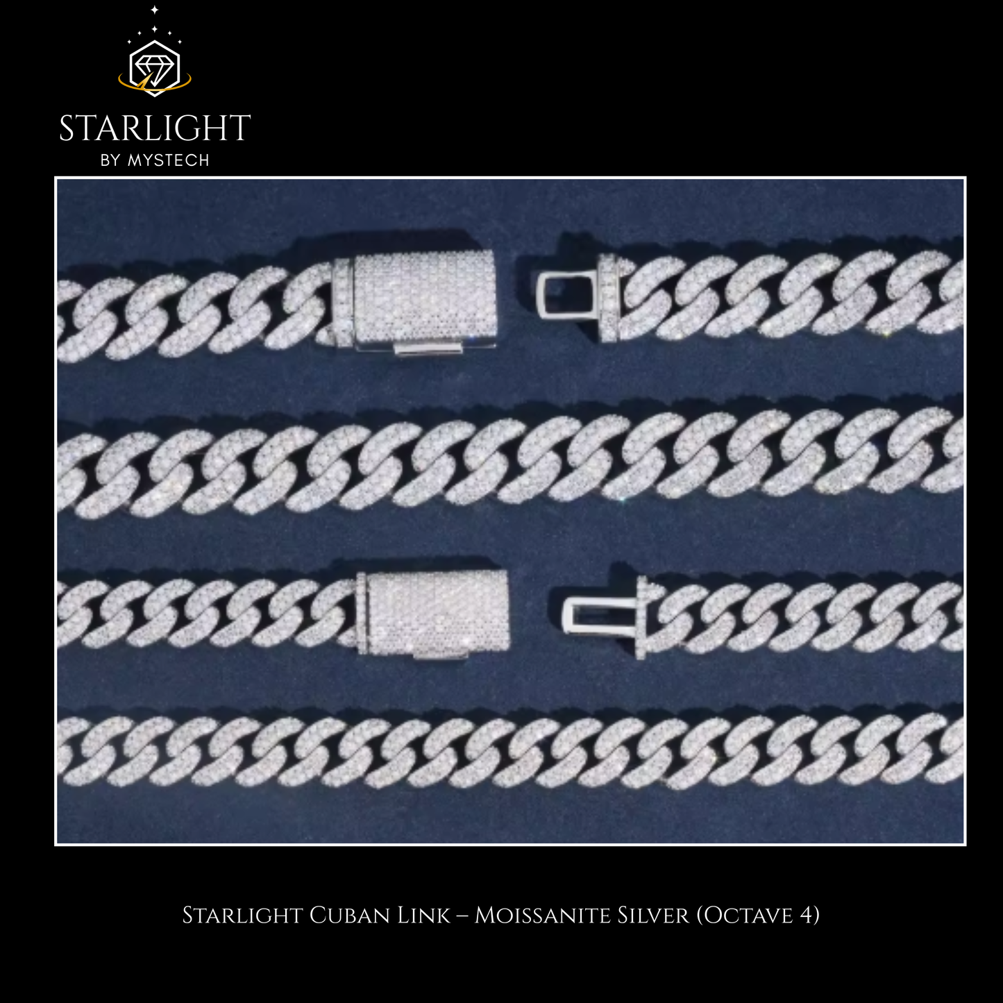 Starlight Cuban Link – Moissanite Silver (Octave 4)